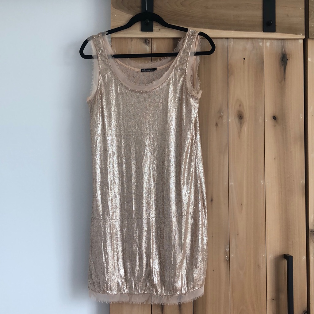 Ella Moss Metallic Blush Sequin Party Dress